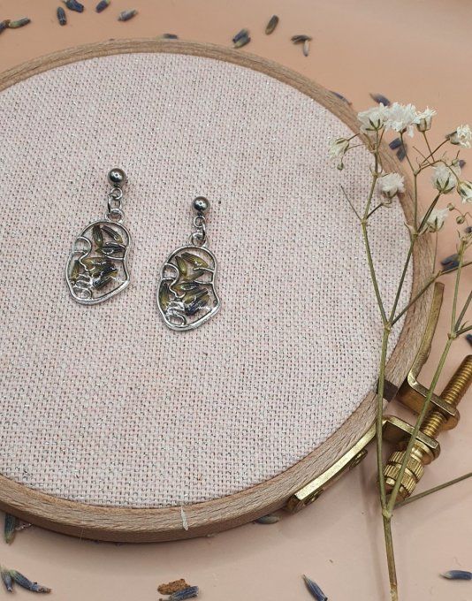 boucles d'oreilles en résine et lavande